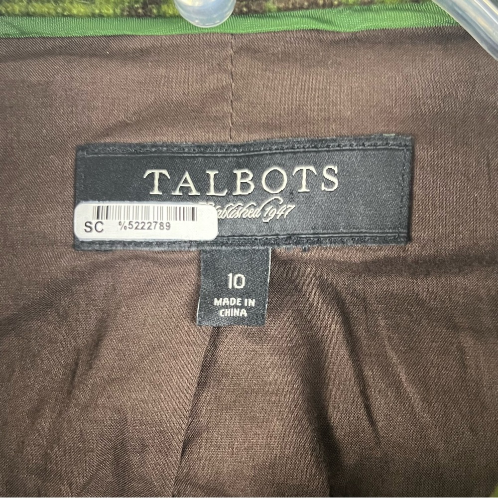 TALBOTS Green Brown Printed Lined Long Sleeves Corduroy Jacket Size 10 Boho Chic - Picture 3 of 11